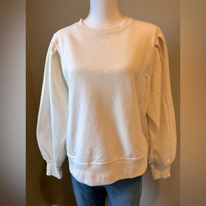 A New Day - Ivory/Cream Balloon-Sleeve Crewneck Sweatshirt, M